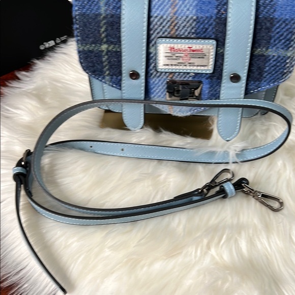 Harris Tweed Islander Blue Tartan Satchel Crossbody Bag NWOT- From Scotland - Picture 15 of 16